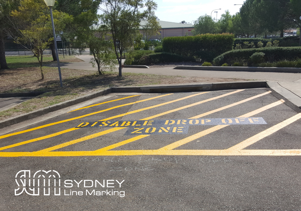 yellow hatched floor done by Sydney Line Marking - Keep Clear Area