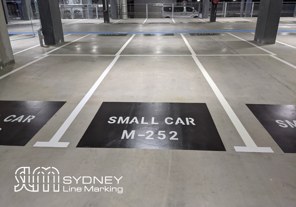 Parking Spot Identification Spots done by Sydney Line Marking in an indoor parking