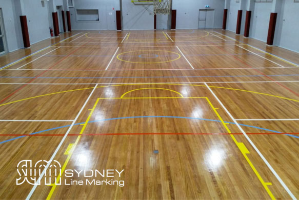 Basketball court yellow lines for sports court