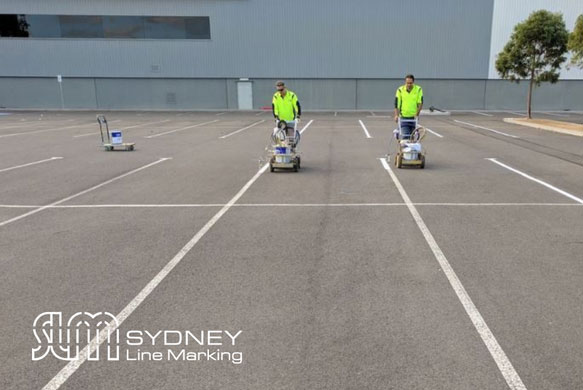 Painting lines for parking spaces